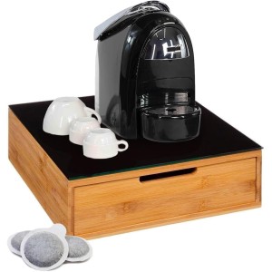 Avilia Space Saving Bamboo Capsule Dispenser with 2 Drawers for Capsules, Coffee Pods and Sugar