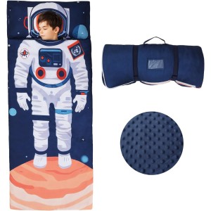 Children's Sleeping Bag Double Zip Soft Warm Foldable Children's Sleeping Bag with Removable Cushion for Girls Boys Easy Clean Sleeping Bag for Outdoor Indoor Camping 150 x 60 cm