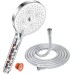 YEAUPE PRO Shower Head with Hose 1.6 m, Water-Saving Shower Head with Filter, Pressure Increasing Shower Head with 6 Jet Types, Large Shower Head (Diameter 130 mm), Hand Shower with Anti-Limescale