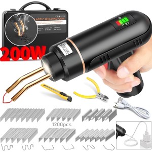 200 W Wireless Plastic Welding Machine, USB Rechargeable 5000 mAh Battery Plastic Welding Machine, Plastic Repair Kit with 1200 Pieces Hot Stapler, Portable Plastic Welding Set for Car Bumper