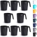 Berglander Black Plastic Coffee Cups Set of 8 450 ml, Plastic Coffee Cups with Handles, Reusable, Water Cups, Easy to Carry, Ideal for Home, Garden, Picnic, Camping
