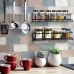 Pack of 4 Spice Rack Organiser, Wall Mounted, Spice Rack Shelves with Glue or Screw Mounted, Storage Bottles, Spice Organiser for Kitchen, Pantry, Cupboard Door