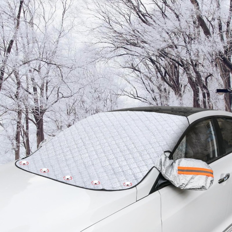 CaiTang Car Windscreen Cover, Windscreen Cover with 5 Magnets, Windscreen Cover, Car Windscreen Cover, Foldable Against Sun, Snow, Frost, Dust, 225 x 110 cm