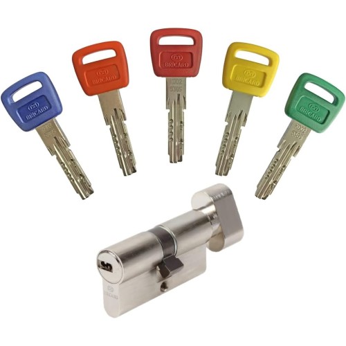 Bricard Olympia 30+30 Knob Cylinder with 5 Keys Silver