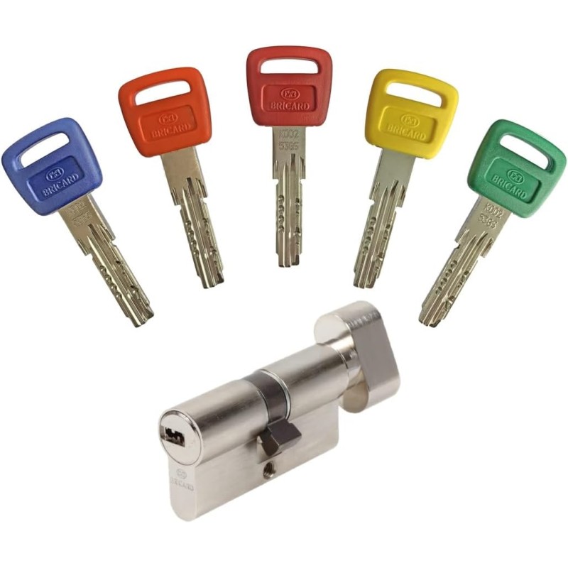 Bricard Olympia 30+30 Knob Cylinder with 5 Keys Silver