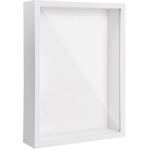 3D Picture Frame for Filling, 3D Deep Object Frame A4, Shadow Box Display Case Frame with Transparent Acrylic Plate Frame, Wooden 3D Frame for Memorabilia, Flowers, Medals, Photo (White 5 cm)