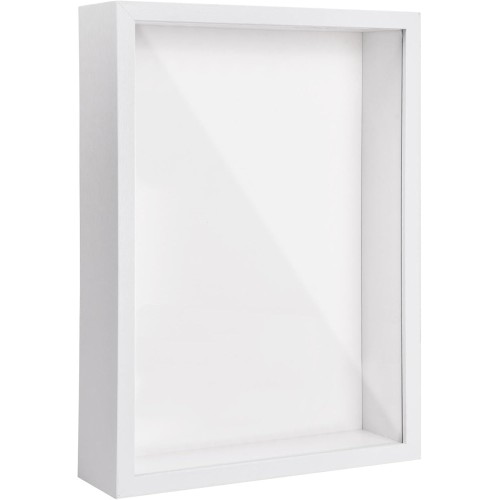 3D Picture Frame for Filling, 3D Deep Object Frame A4, Shadow Box Display Case Frame with Transparent Acrylic Plate Frame, Wooden 3D Frame for Memorabilia, Flowers, Medals, Photo (White 5 cm)