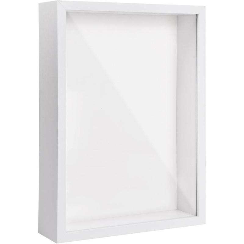 3D Picture Frame for Filling, 3D Deep Object Frame A4, Shadow Box Display Case Frame with Transparent Acrylic Plate Frame, Wooden 3D Frame for Memorabilia, Flowers, Medals, Photo (White 5 cm)