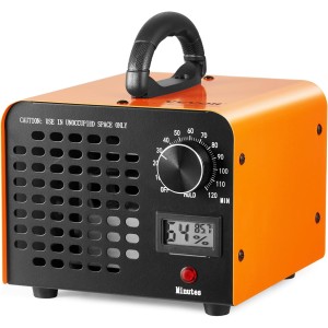 VEVOR Озонов генератор 12000 mg/h Озонизатор 80 W Въздухопречиствател 300 ㎡ Озоново устройство Строителство Ремонт 0-120 минутен таймер Дезодорант Озонов генератор Дисплей за влажност Интелигентно наблюдение на стаята