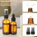 Litimkat Pack of 5 Brown Glass Spray Bottles, 2 x 50 ml, 3 x 30 ml Spray Bottles with Fine Mist, Small Perfume Atomiser with Filling Tool and Sticker, Reusable Atomiser Spray Bottle