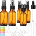 Litimkat Pack of 5 Brown Glass Spray Bottles, 2 x 50 ml, 3 x 30 ml Spray Bottles with Fine Mist, Small Perfume Atomiser with Filling Tool and Sticker, Reusable Atomiser Spray Bottle