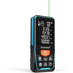 Aicevoos Лазерно далекомер 70 м/120 м с цифров нивелир, голям екран с подсветка, лазерно измервателно устройство с превключване на единици M/in/Ft, зелен лъч