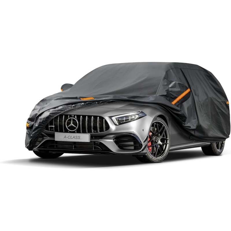 Kayme Car Cover Waterproof Breathable for Mercedes A Class (2012-2025), 7 Layers Full Garage Car Cover for Rain Sun Dust Protection Scratched Car Cover with Reflective Strips