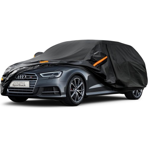 Kayme Car Cover Waterproof Breathable for Audi A3 Hatchback (1996-2025), 7 Layers Full Garage Car Cover for Rain Sun Dust Protection Scratched Car Cover with Reflective Strips
