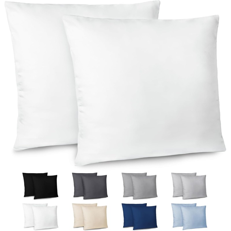 Dreamzie Cushion Cover 65 x 65 cm, Set of 2 - Pillowcases 65 x 65 cm, White with Soft Microfibre Zip, 65 x 65 cm Pillow Cover