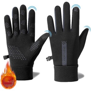 KASESSS Winter Cycling Gloves Men Women Waterproof Gloves Touchscreen Winter Gloves with Fleece Lining, Thermal Cycling Gloves, Windproof Cycling Gloves Men for Outdoor Sports, Black