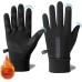 KASESSS Winter Cycling Gloves Men Women Waterproof Gloves Touchscreen Winter Gloves with Fleece Lining, Thermal Cycling Gloves, Windproof Cycling Gloves Men for Outdoor Sports, Black
