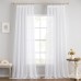 EMEMA Set of 2 Sheer Voile Curtains with Ruffle Tape, Transparent Voile, Polyester, Transparent, Living Room, Airy Decorative Curtain for Bedroom, 140 x 137 cm (W x H), White
