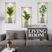 Fyihoxi Pack of 3 Wall Stickers Plants, 3D Wall Stickers with Green Plants, 45 x 23 cm, 3D Effect Wall Sticker Plants for Kitchen, Bedroom, Office, Wall Decoration