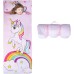 Children's Sleeping Bag Double Zip Soft Warm Foldable Children's Sleeping Bag with Removable Cushion for Girls Boys Easy Clean Sleeping Bag for Outdoor Indoor Camping 150 x 60 cm