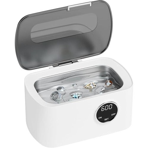 Ultraschallreinigungsgerät Ultraschallreiniger 600ml Ultraschallbad Ultrasonic Cleaner Mit 5 Zeitfunktionen für Brille Schmuck Uhren