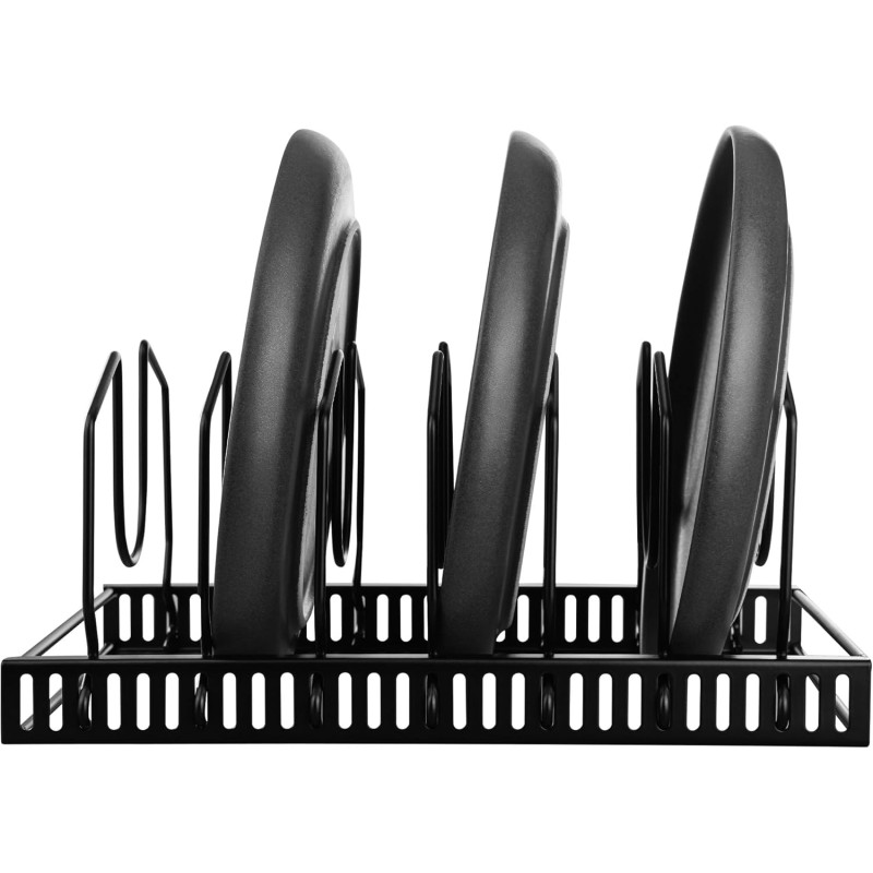 GRÄWE Stainless Steel Pot Lid Holder, Lid Holder for Drawers, Pot Lids, Cutting Boards, Plates, Pans with Adjustable Compartments, Lid Storage, Black