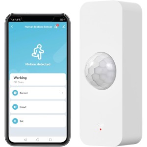 WiFi Motion Sensor, Intelligent Motion Sensor for Home Security, Wireless Motion Sensor with Remote Monitoring App, Voice Command Compatible with Alexa.1 Pack
