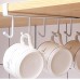 CANGCANG Cup Holder, 3 Pieces Kitchen Cabinet Organiser, Cupboard Insert, Cup Holder Hooks, No Drilling, 6 Hooks, Cup Hanging Cup Stand, for Hanging Cups, Coffee Cups, Mugs (White)
