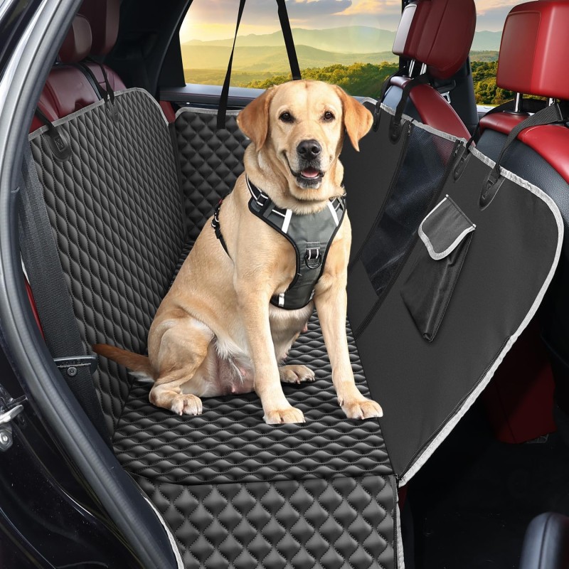 KYG Dog Blanket Car Rear Seat Cover Dog Back Seat Side Protection and Viewing Window Waterproof Non-Slip Dog Car Blanket for Back Seat 135 x 140 cm