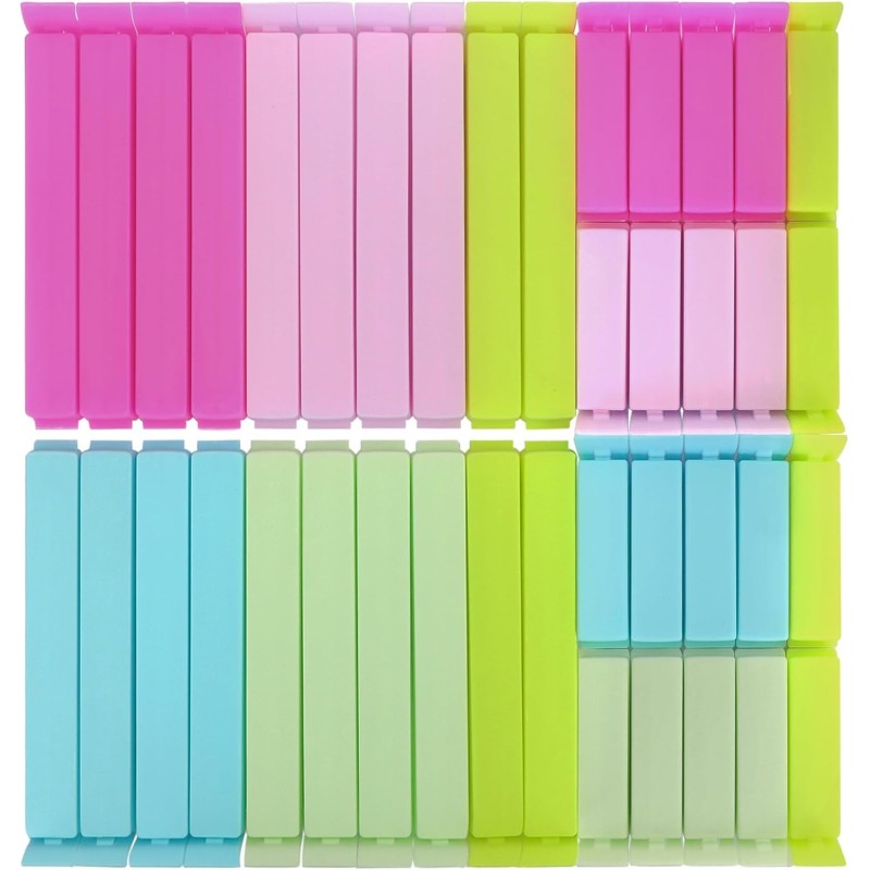 Sealing Clips, Pack of 40 Clips for Bags, 6 cm/11 cm Sealing Clips, Colourful Clips for Bags, Reusable Bag Clips for Packaging, Sweets, Snacks.