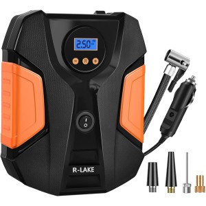 Compressor 12 V, Portable Air Compressor Car Tyre Pump with 3 Nozzle Adapters and Digital LED Lights for Car Tyres and Other Inflatable Products