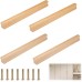 TESSTSY Pack of 4 Wooden Cabinet Handles, Furniture Handles, Wood, 192 mm Hole Spacing, Wooden Handles for Cabinets, Wooden Handles Kitchen Cupboards, Wood Handles Furniture Solid, with 8 Screws, for