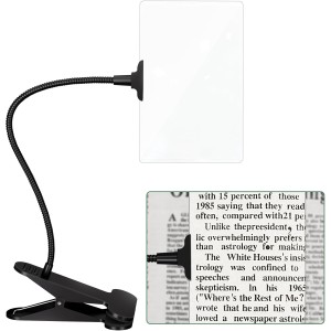changshengda Magnifying Glass with Clip for Reading, 3 x Flexible Gooseneck Magnifier, Side Magnifier for Reading Small Print for Seniors with Poor Vision with Aging Eyes