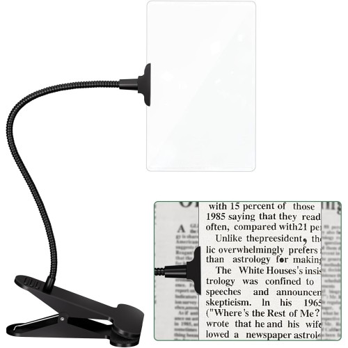 changshengda Magnifying Glass with Clip for Reading, 3 x Flexible Gooseneck Magnifier, Side Magnifier for Reading Small Print for Seniors with Poor Vision with Aging Eyes