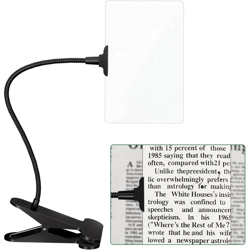 changshengda Magnifying Glass with Clip for Reading, 3 x Flexible Gooseneck Magnifier, Side Magnifier for Reading Small Print for Seniors with Poor Vision with Aging Eyes