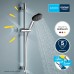 GROHE Vitalio 110 27942001 Water-Saving Shower Set, 8 Litres per Min (Shower Rail Set with 1 Jet Type Shower Head, 1.75 m Hose, Shower Rail 60 cm, for Gluing or Drilling, No Glue), Round, Chrome