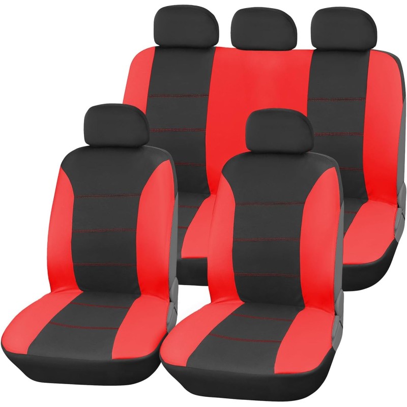 Upgrade4cars Car Seat Covers Set for Front Seats and Rear Seats | Universal Car Seat Covers in Red
