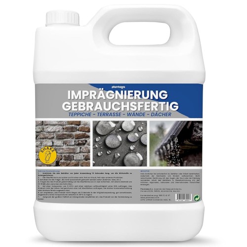 PLANTAWA Stone Impregnation Exterior Transparent 5L Water and Dirt Repellent Protective Beading Effect Natural Stone Impregnation Concrete Sealing Exterior Paving Stones Facades