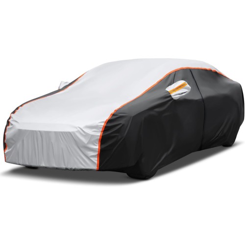 Sailnovo 10-Layer Car Cover Waterproof Full Garage Car Cover for Rain Sun Dust Protection UV Protection Outdoor Full Car Cover for Saloon Car Cover 470 x 178 x 150 cm (Length 452 to 470 cm)