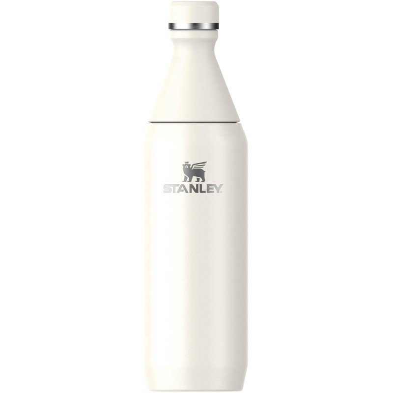 Stanley All Day Slim Stainless Steel Water Bottle 0.6 L - Thermos Flask Cools 6 Hours - 11 Hours Ice-Cooled - BPA-Free - Leak-Proof Water Bottle - Dishwasher Safe - Cream