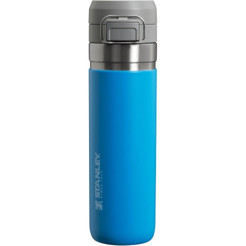 Stanley Quick Flip Water Bottle, Stainless Steel, 0.71 L, Keeps Drinks Cold for 12+ Hours, BPA-Free, Dishwasher-Safe, Push Button Lid, Leak-Proof Thermos Flask, Azure