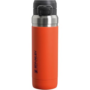 Stanley Quick Flip Water Bottle, Stainless Steel, 1.06 L, Keeps Drinks Cold for 18+ Hours, BPA-Free, Dishwasher-Safe, Push Button Lid, Leak-Proof Thermos Flask, Tigerlily Plum