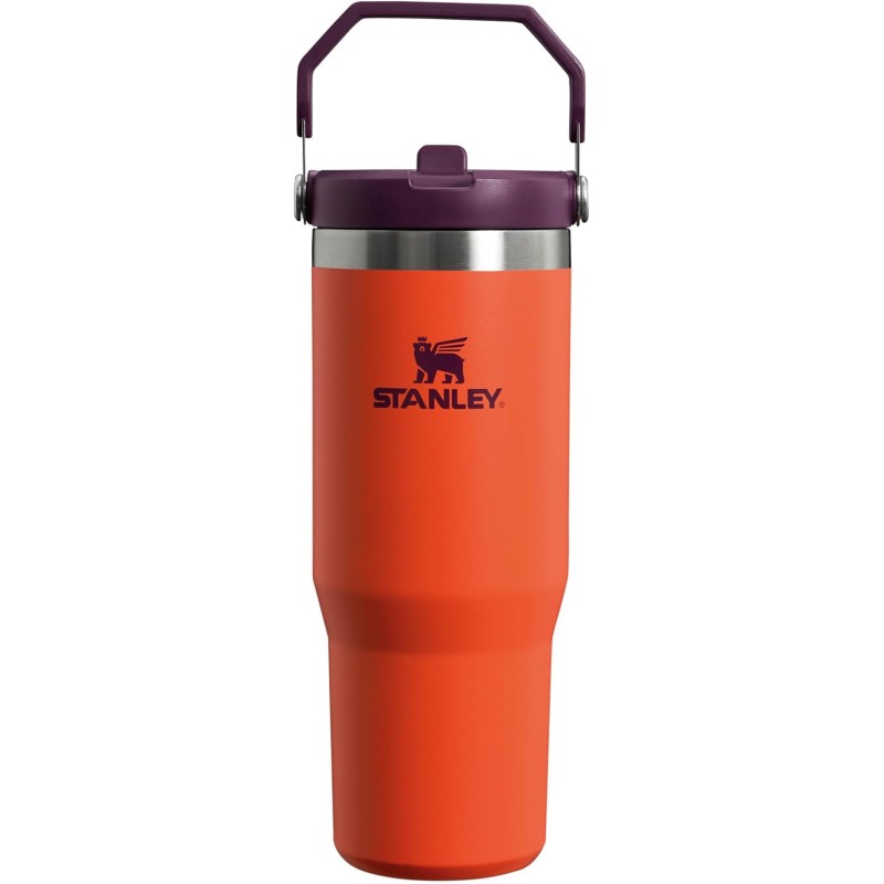 Stanley Flip Straw Tumbler 1.0 Water Bottle with Straw 0.89 L - Thermos Bottle Keeps Cold for 12+ Hours - Dishwasher Safe - Sports Bottle - Water Bottle BPA Free - Tigerlily Plum