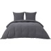BEDSURE Bed Linen 155 x 220 cm 3-Piece Anthracite, Soft Prewashed Cotton-Like Oeko-Tex Bed Linen Set, Grey, 1 Duvet Cover 155 x 220 cm with Zip and 2 Pillowcases 80 x 80 cm