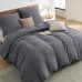 BEDSURE Bed Linen 155 x 220 cm 3-Piece Anthracite, Soft Prewashed Cotton-Like Oeko-Tex Bed Linen Set, Grey, 1 Duvet Cover 155 x 220 cm with Zip and 2 Pillowcases 80 x 80 cm