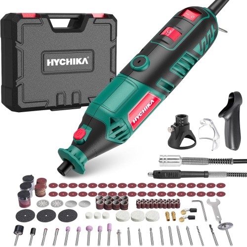 HYCHIKA 170W Rotary Tool, Variable Speed Rotary Tool Set and Flex Shaft, 173-Piece Accessory Set and Multi Tool with 8000-35000 RPM, Perfect for Cutting, Detail Grinding