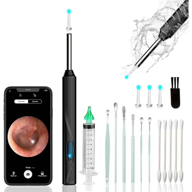 Wireless Earwax Removal Kit, Ear Cleaner with HD Camera Otoscope, USB Charging, 6 LED Visual Earwax Cleaning Kit for Family Care
