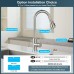 SREWOHS PRO Kitchen Sink Tap with Extendible Shower - High Pressure Kitchen Tap Mixer Tap 360° Rotation, Stainless Steel Flexible Sink Tap for Kitchen, 1 Hole Tap with 4 Spray Functions