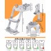 Детска тоалетна седалка със стъпала, тоалетна седалка за момчета и момичета, регулируема по височина и сгъваема, тоалетна седалка с подложка, предпазна преграда и противоплъзгаща се стъпка (бяла/сива)