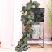KALIONE Pack of 6 Eucalyptus Garland, Artificial Hanging Plants, Green Eucalyptus Leaves, Artificial Eucalyptus Leaves, Hanging Decoration for Wedding, Table Decoration, Home, Bathroom, Party
